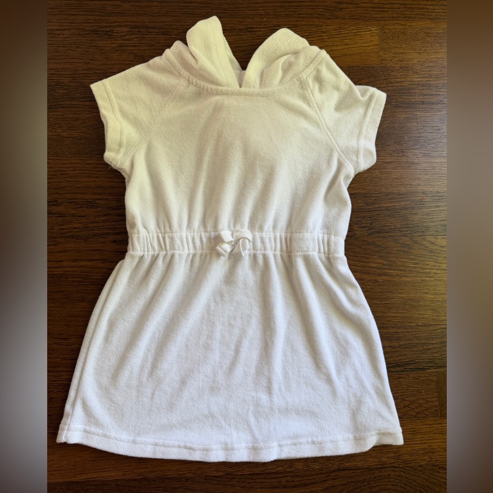NWOT Girls Hooded Terry Dress - Soft White